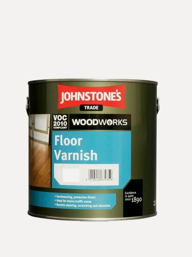 Изображение товара Лак паркетный Johnstones Floor Varnish, полиуретановый, глянцевый, бесцветный, 2.5 л