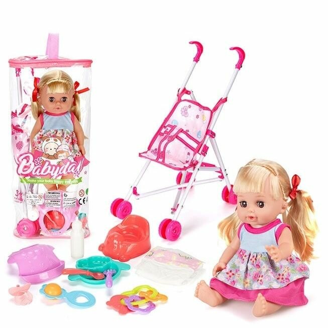 Кукла КНР 32 см, в голубом платье с аксессуарами, 12 звуков