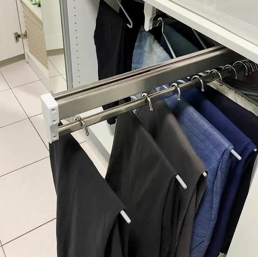 Прочная выдвижная вешалка для одежды 55 см с нагрузкой до 25 кг для шкафов гардеробных и кухонь