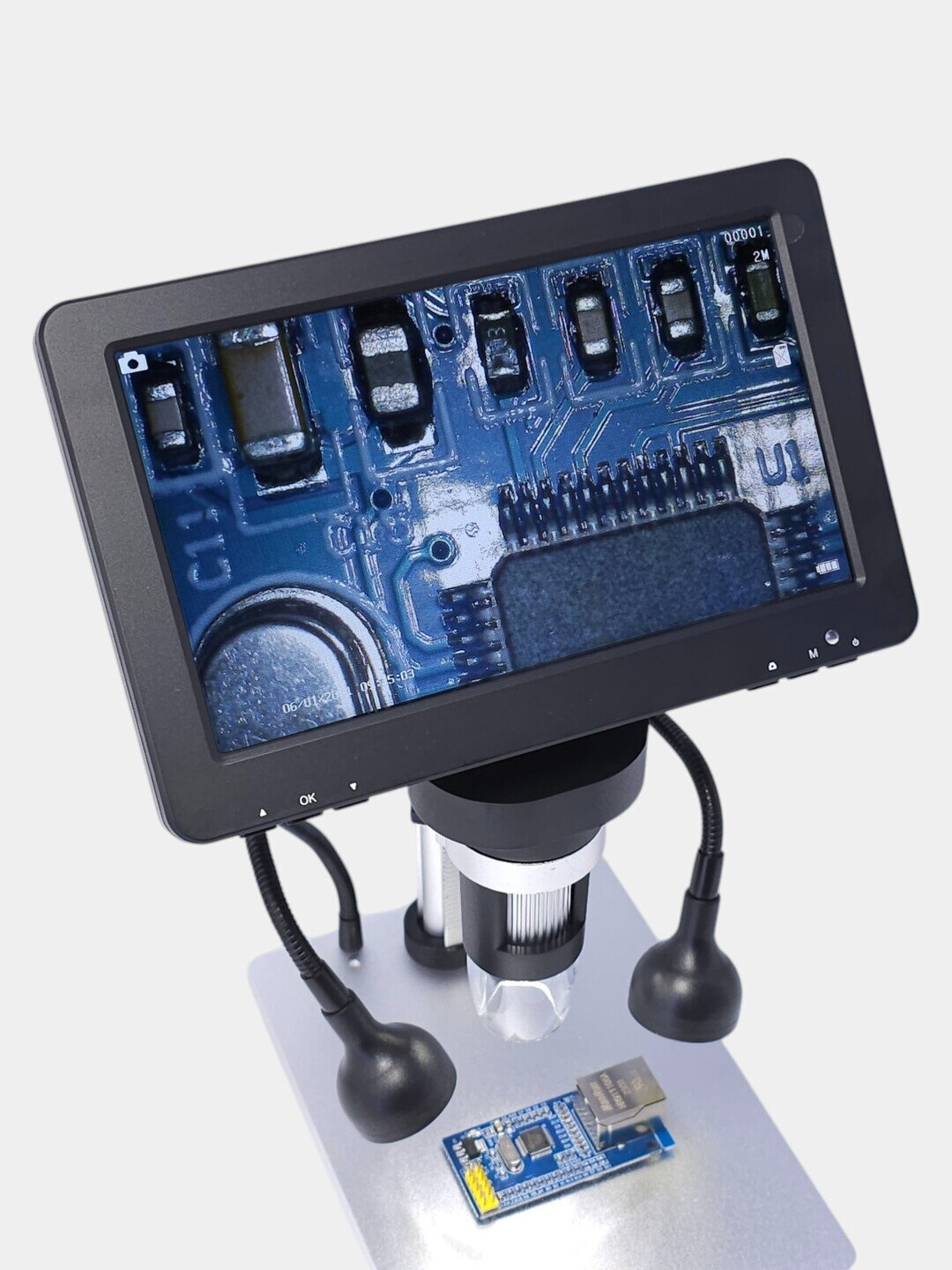 Цифровой микроскоп DM9, LCD-экран 7", портативность, LED-подсветка — фото 1