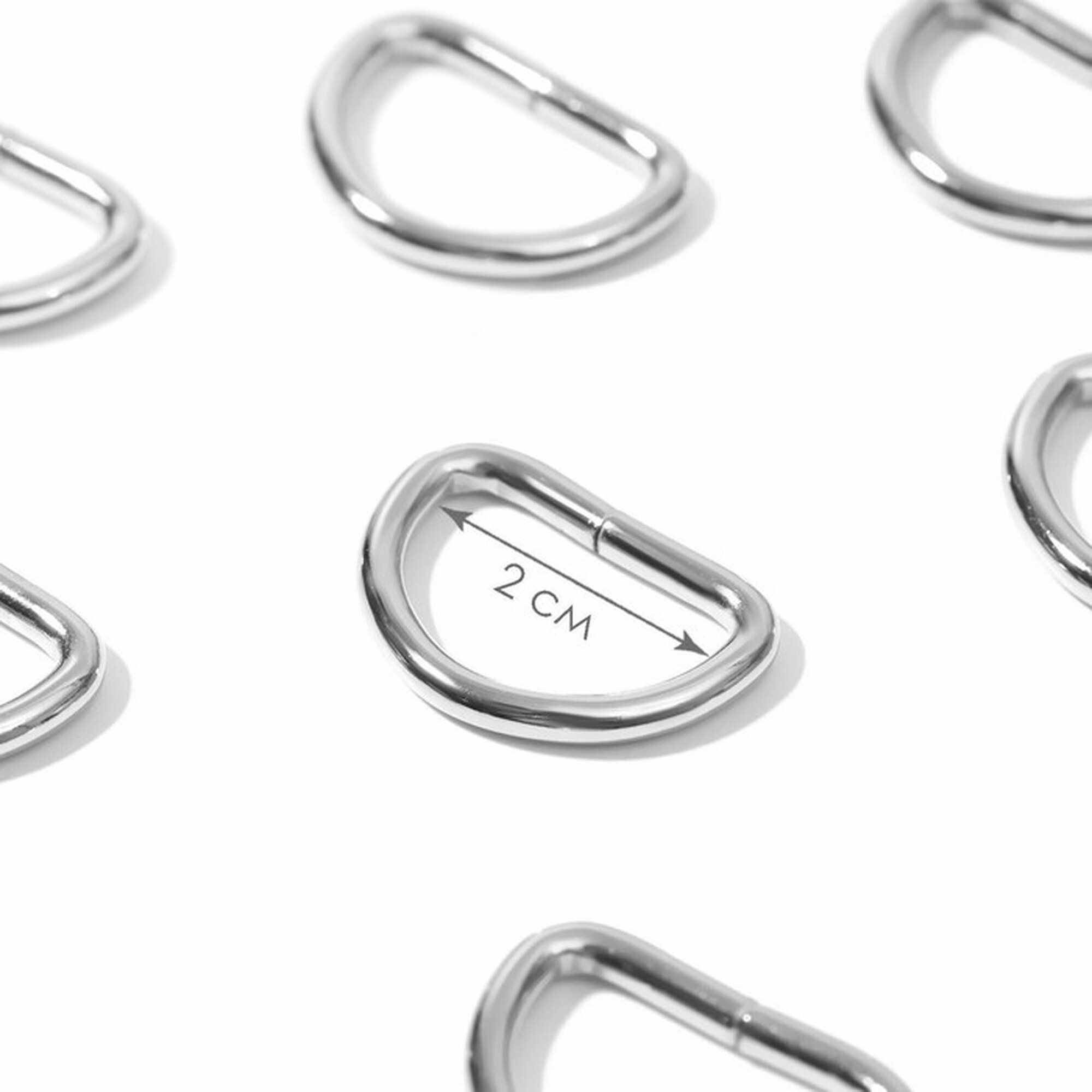 Полукольца для сумок d = 20 мм толщина - 3 мм 10 шт цвет серебряный