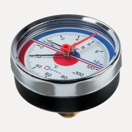 Изображение товара Термоманометр "CTM", аксиальный, Дк 80 мм, 1 МПа, наружная резьба 1/4", 120°С