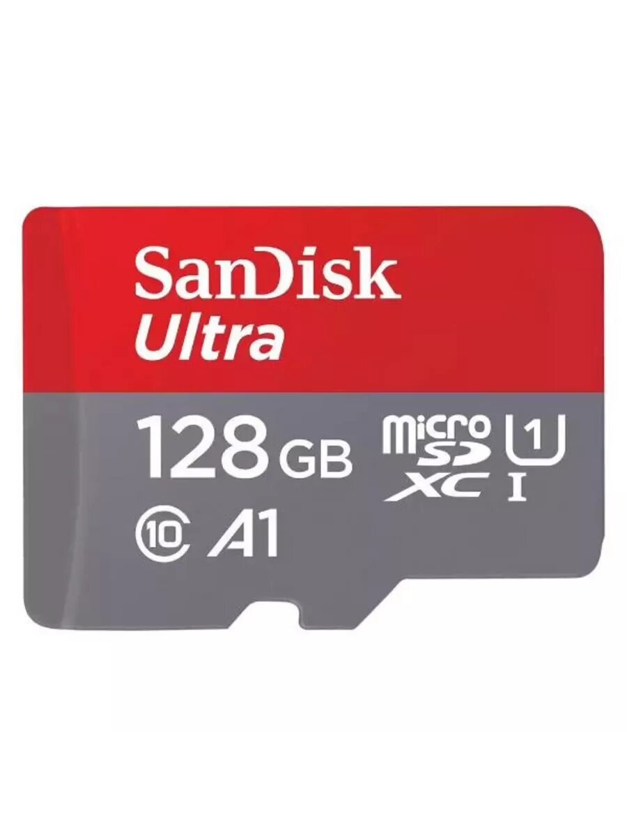 Карта памяти SanDisk Ultra UHS I 128GB MicroSD Card 140MB/s R for Smartphones. Цвет: серо-красный