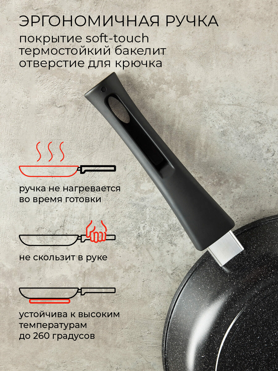 Сковорода с крышкой 22 см. со съемной ручкой (индукция) Unifico Bravo (защищенное дно) — фото 1