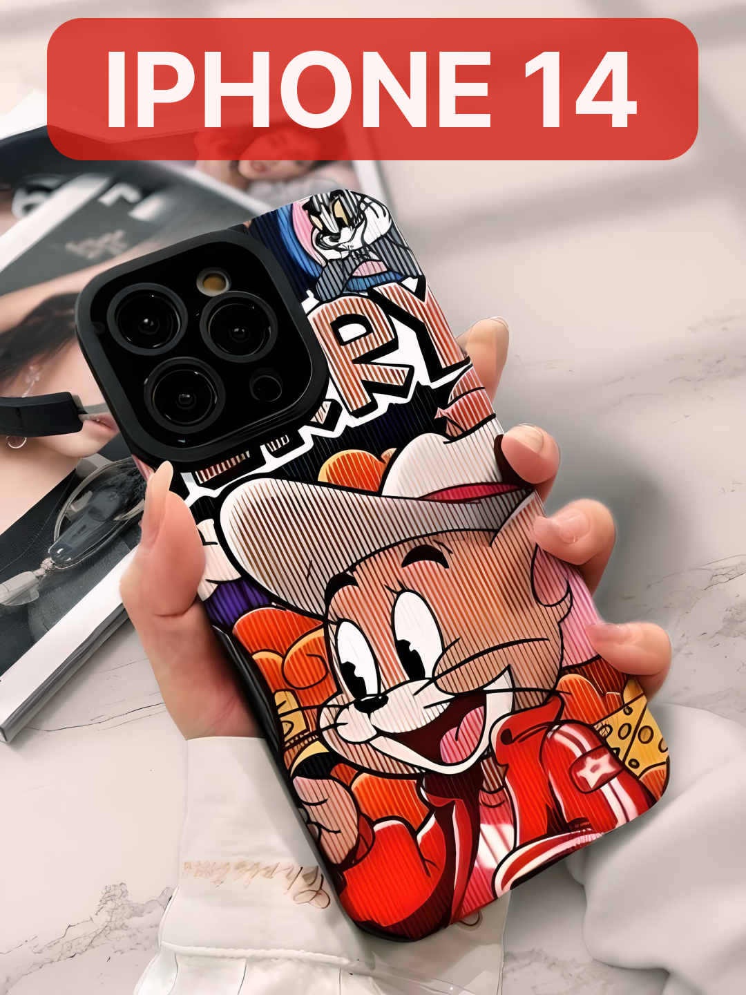 Защитный чехол на айфон 14 / iphone 14 силиконовый противоударный с защитой камеры, джерри