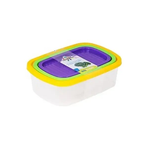 Набор контейнеров прямоугольных 3 шт 0.5+1.0+1.6 л герметичные крышки пластик пищевой BioFresh