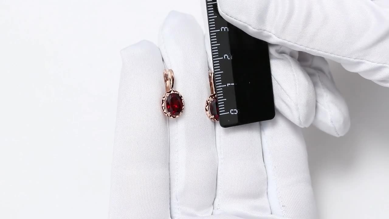 Серьги Diamant online, красное золото, 585 проба, гранат, длина 1.8 см, , красный — фото 1