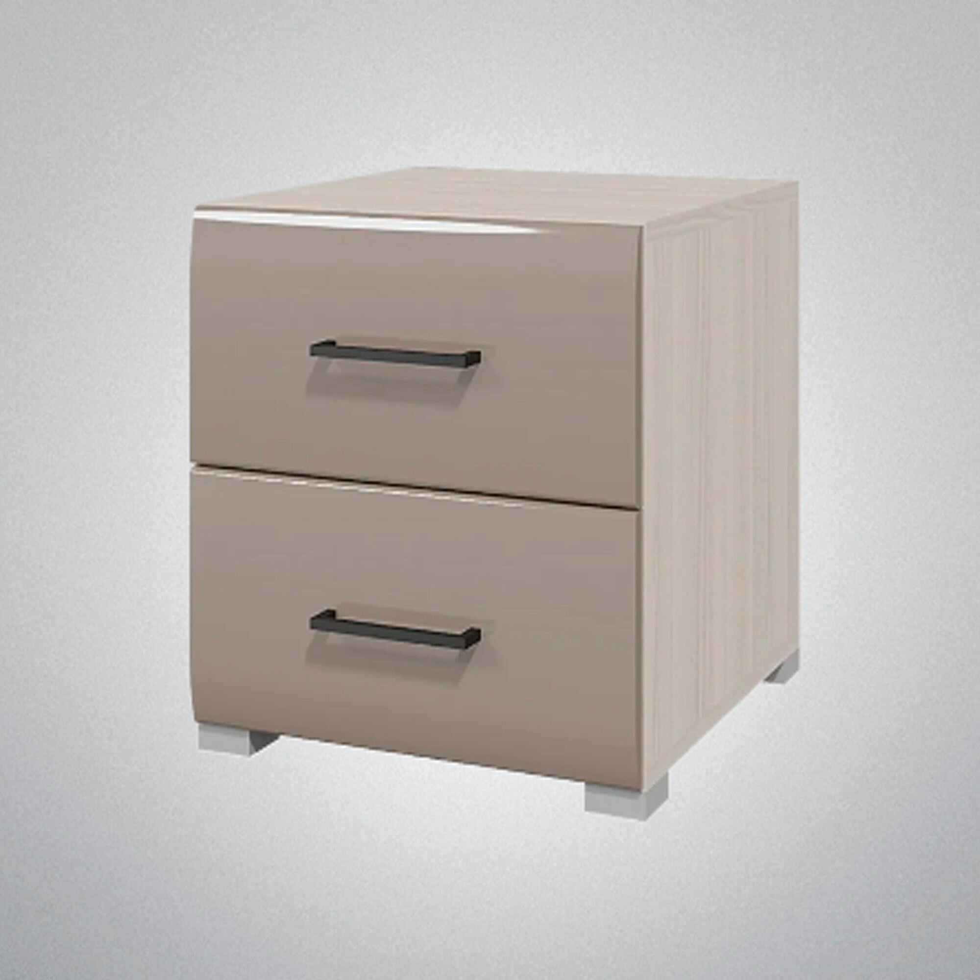 Тумба Ненси цвет Ясень шимо светлый/Капучино глянец ширина 40 см с выдвижными ящиками на ножках для спальни