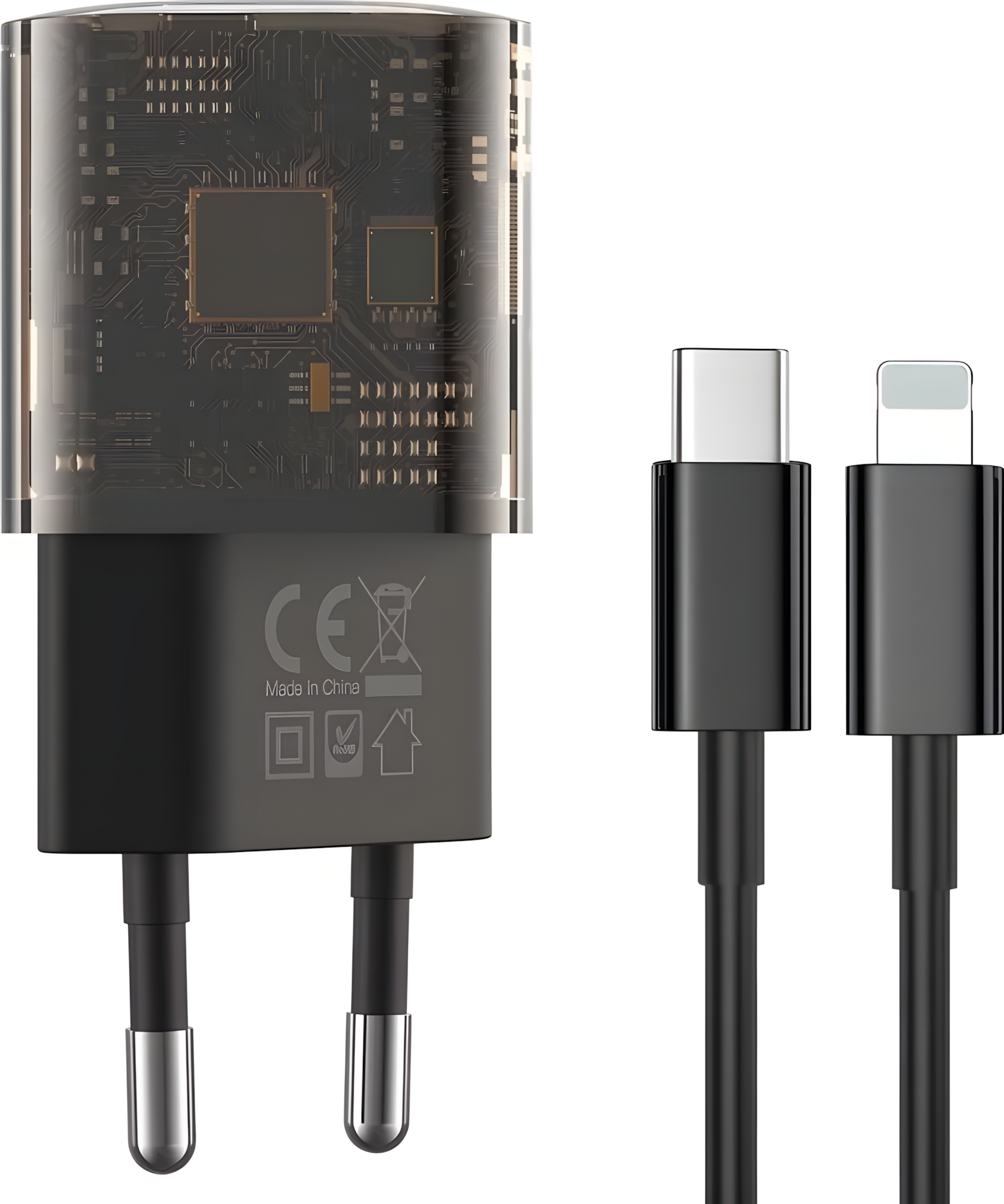 Сетевое зарядное устройство XO CE05, быстрая зарядка Type-C и Lightning, коричневый, универсальное