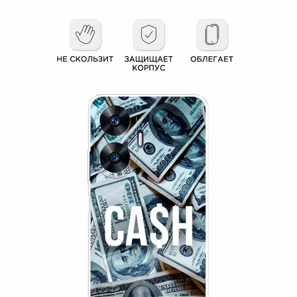 Силиконовый чехол на Realme C55 / Реалми C55 с принтом "Cash" — фото 1