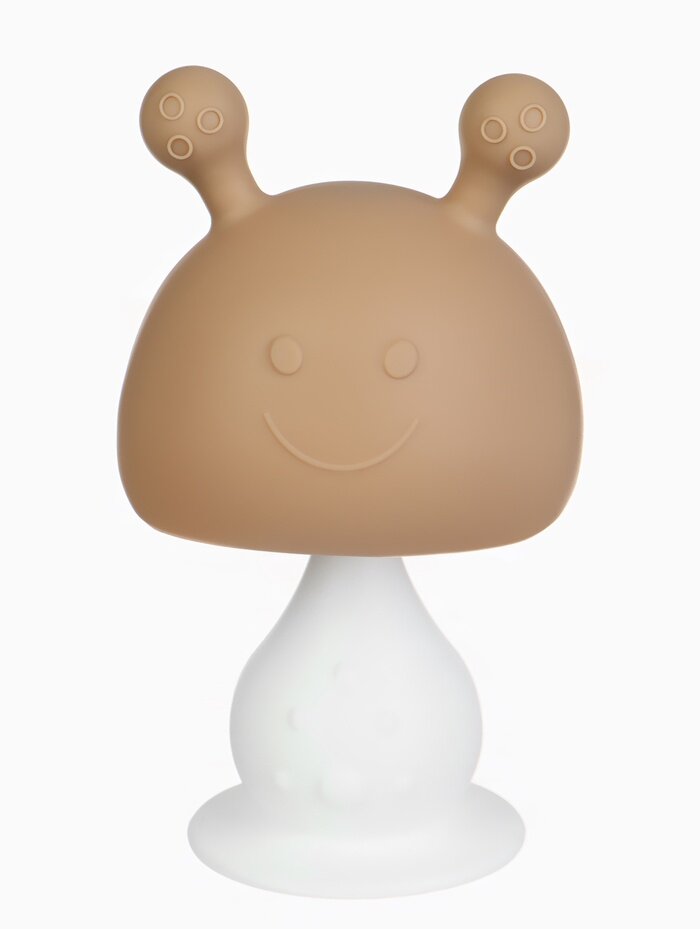 Прорезыватель для зубов с погремушкой 4 в 1 «Зайка» силикон бежевый