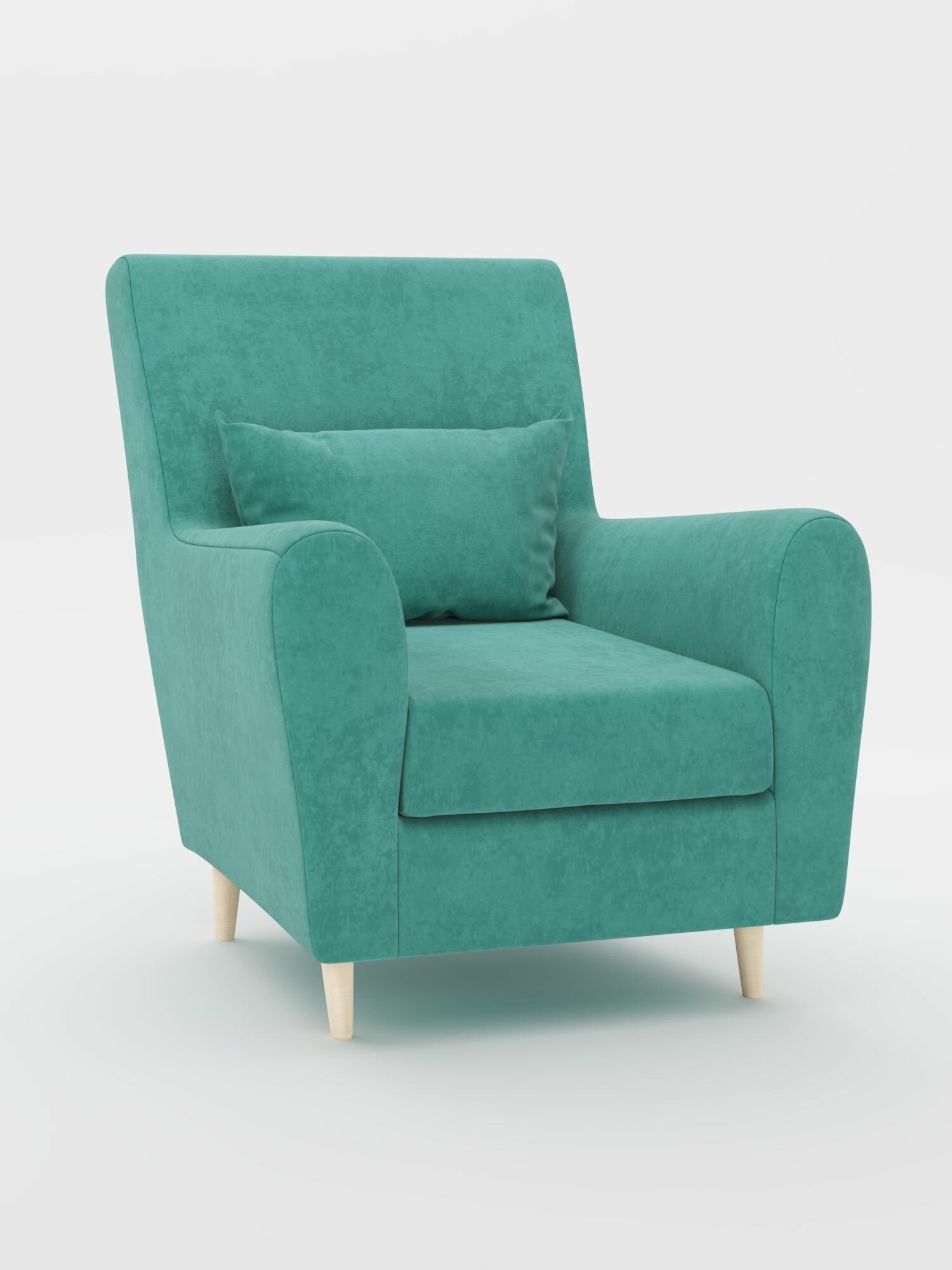 Кресло мягкое для дома, отдыха в гостиной, Легаси W&B премиум велюр: светло-синий