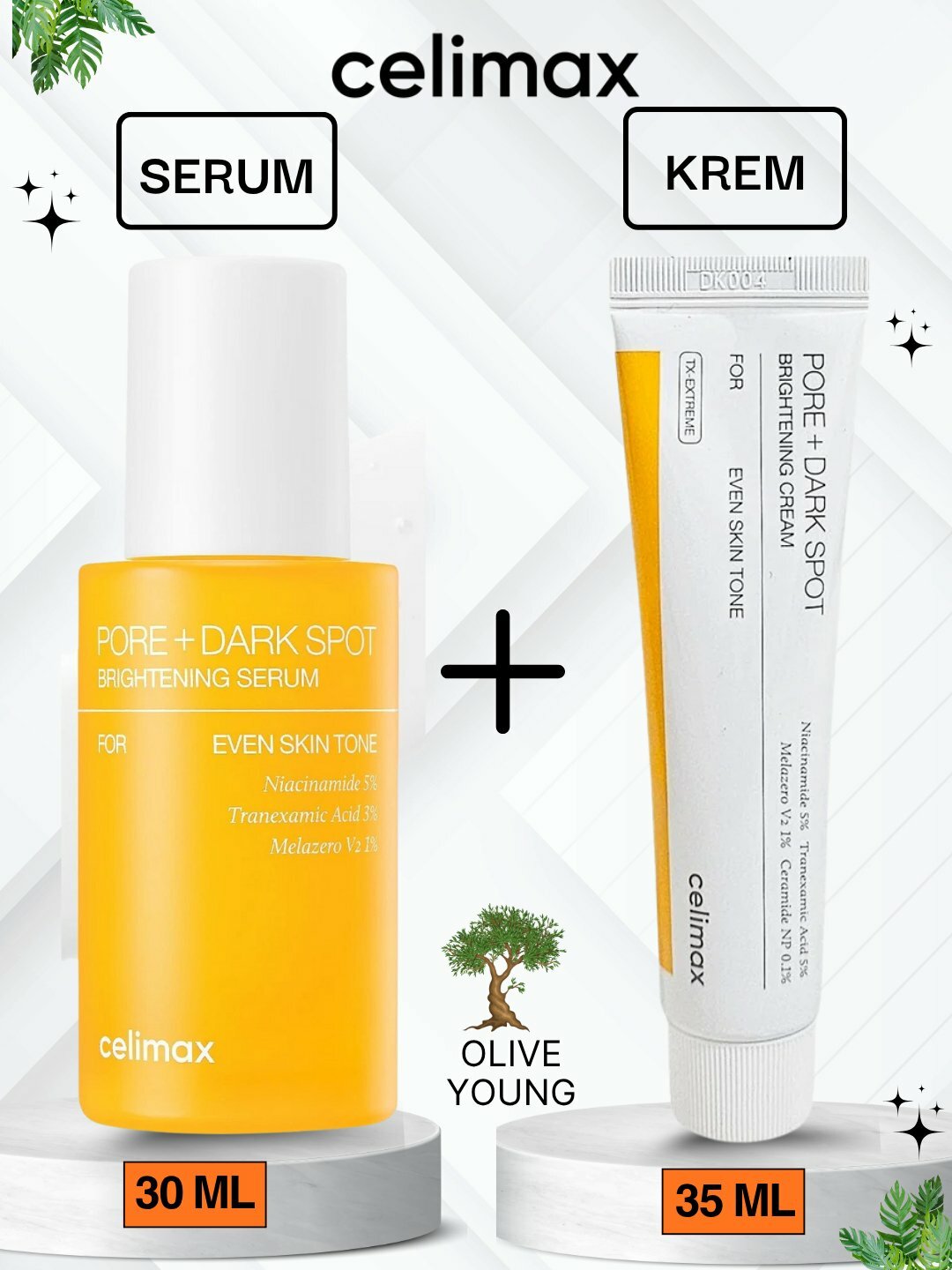 Сыворотка и крем для осветления пор и темных пятен Celimax - Dog'larni kamaytirvchi vosita