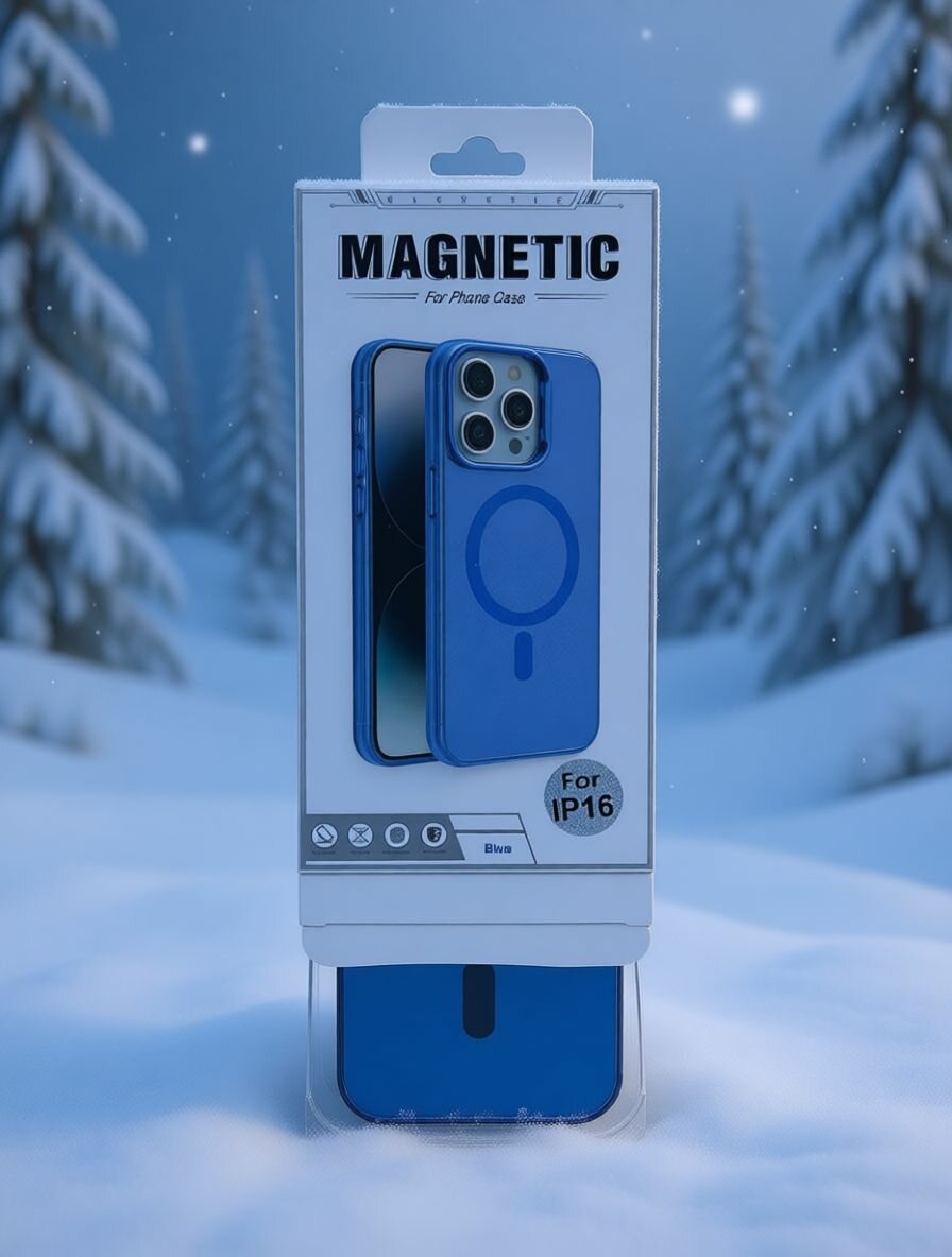 Чехол для iPhone (айфон) 16 с MagSafe противоударный, с металлической вставкой, синий — фото 1