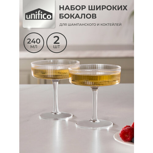 фото Набор бокалов из 2 шт, unifico dorotea, широкие, рельефное стекло, 240 мл
