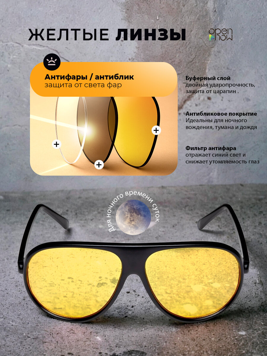 Солнцезащитные очки HomDoctor, желтый/синий — фото 1