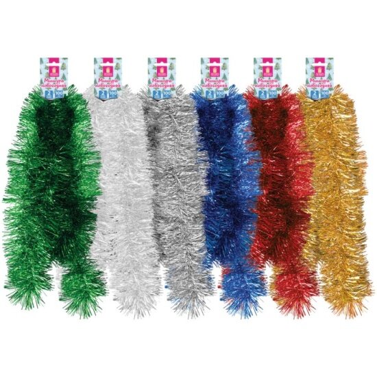 Мишура Золотая Сказка (1 штука) диаметр 100 мм длина 2 м ассорти 6 цветов  592213