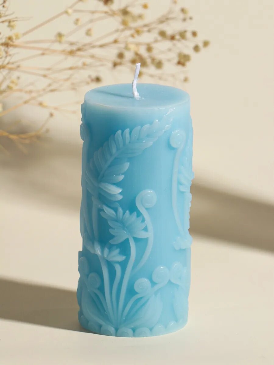 Свеча декоративная, интерьерная - голубая — фото 1