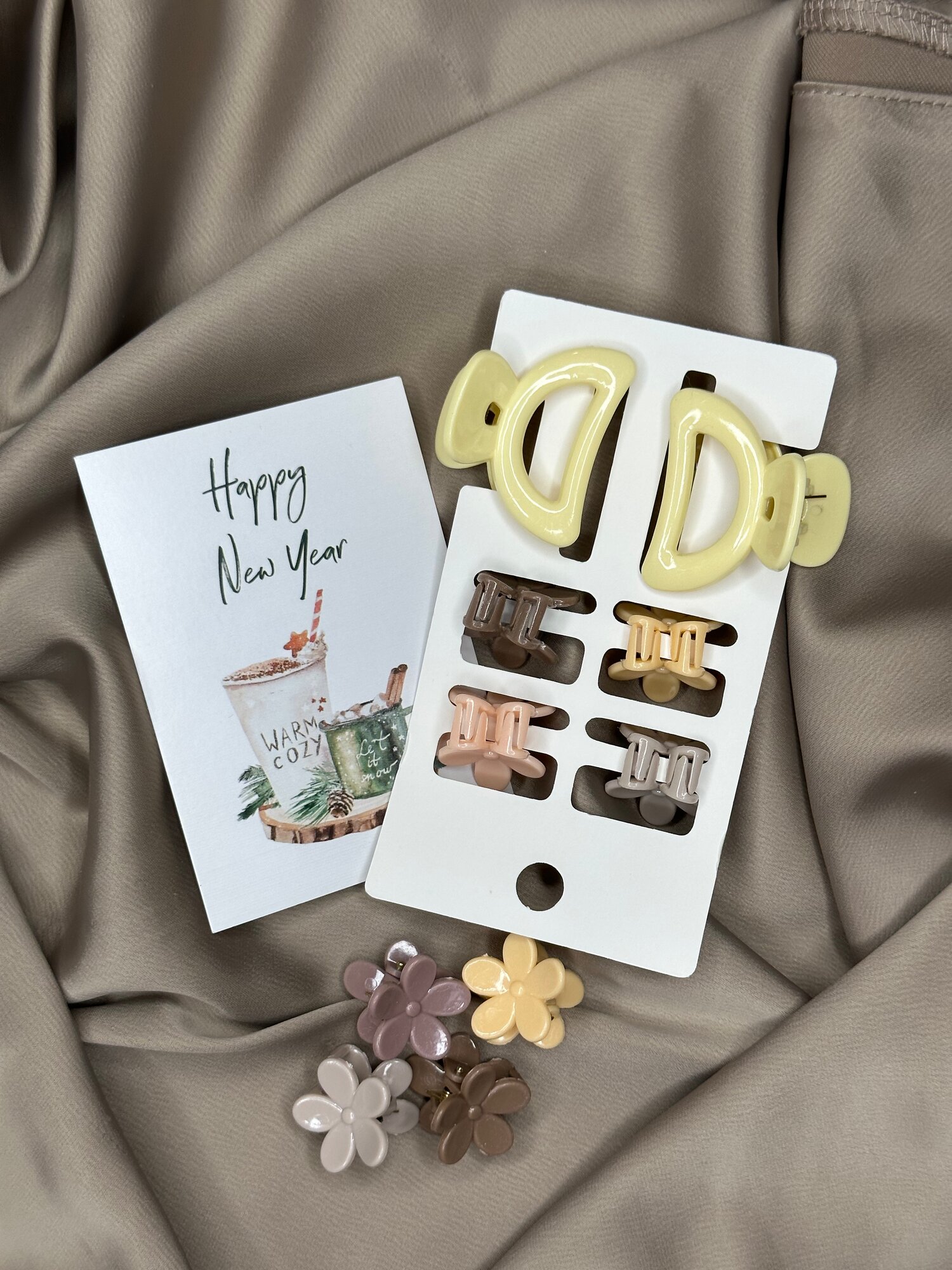 Набор заколок для волос мини луна , 6 в 1, влагоустойчивые, ; Охра, зажим крабик