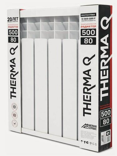 Изображение товара Радиатор биметаллический МС THERMA Q ECO 500/80 6 секций 888Вт (пр-во Россия)