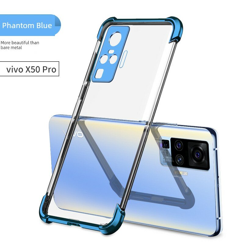Силиконовый чехол для Vivo X50 Pro с полным покрытием объектива и воздушной амортизацией, цвет Жидкий кислород