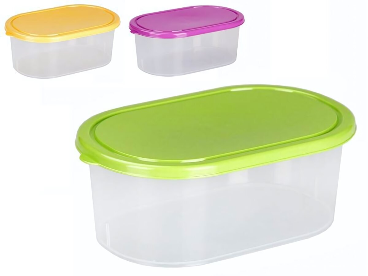 Контейнер для СВЧ 1л овальный пластиковый с крышкой удобного открывания