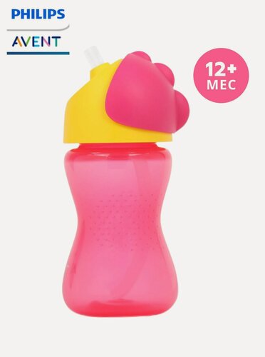 Изображение товара Детский поильник с ручками и трубочкой Philips Avent SCF798/02 300 мл, для детей с 12 месяцев, с защитной крышкой, розовый