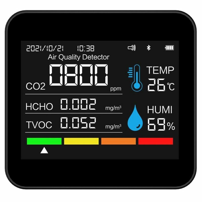 9-в-1 Монитор качества воздуха Meter APP BT Детектор углекислого газа PM2.5 PM1.0 PM10 Датчик температуры и влажности CO2 MyPads