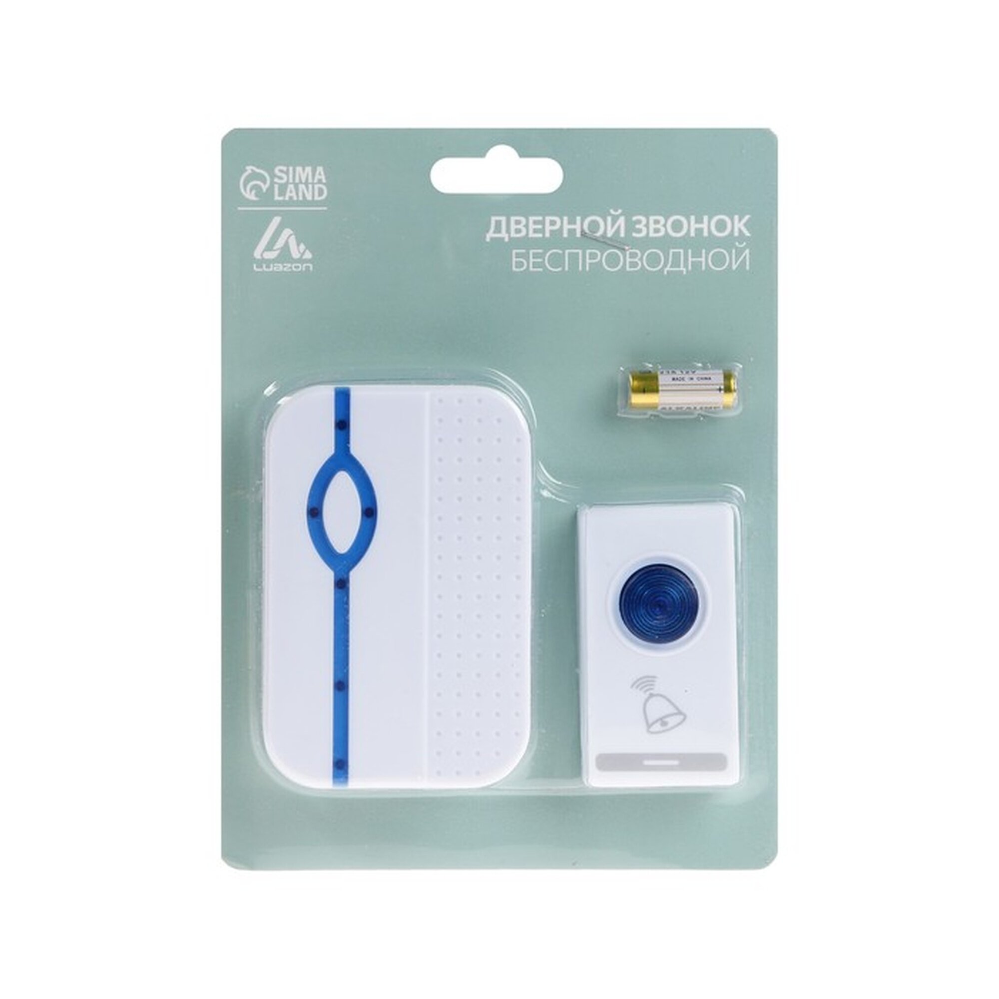 Звонок Luazon LZDV-28 беспроводной 2хAA (не в комплекте) LR23A бело-голубой