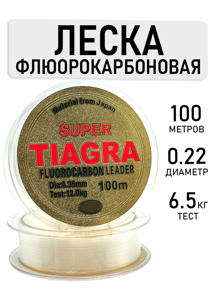 Леска рыболовная, разрывная нагрузка 6.5 кг, диаметр 0.22 мм, 100 м