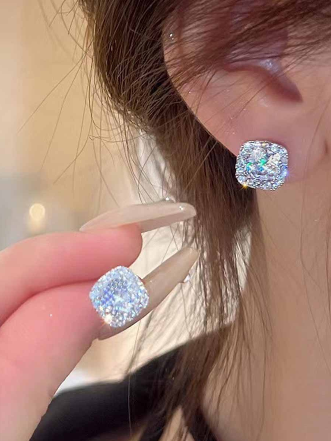 Серьги, синий/серебристый