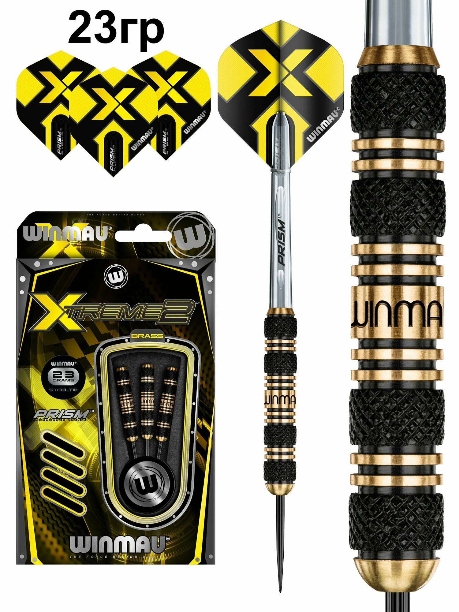 Дротики 23гр WINMAU NEW XTREME 2 BRASS steeltip для игры в Дартс