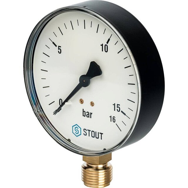 Манометр радиальный D 100 мм 1/2" 16 бар STOUT