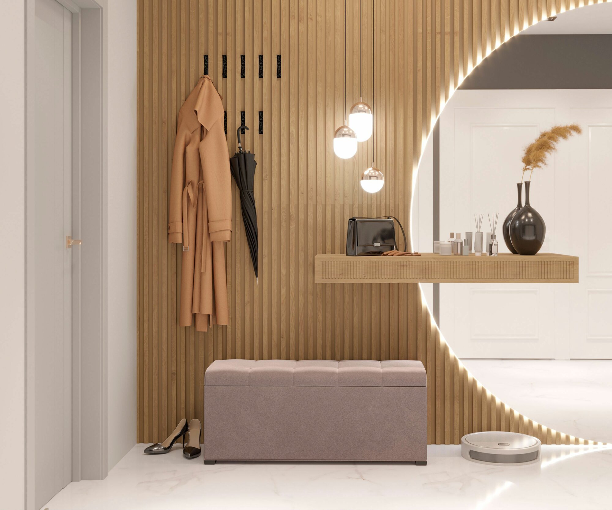 Пуфик в прихожую Новэл, Кофейный велюр, 1000х410х400 мм (ШхВхГ)