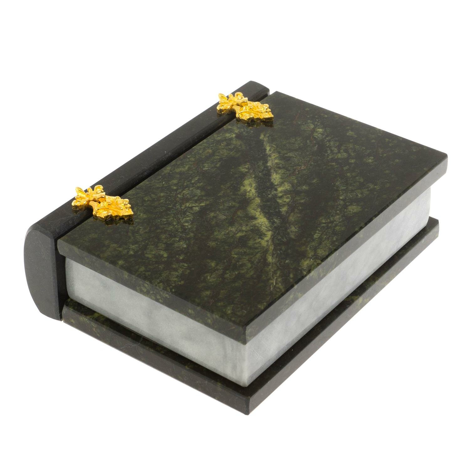 Шкатулка "Книжка" камень змеевик средняя 11x14x4 см 112097