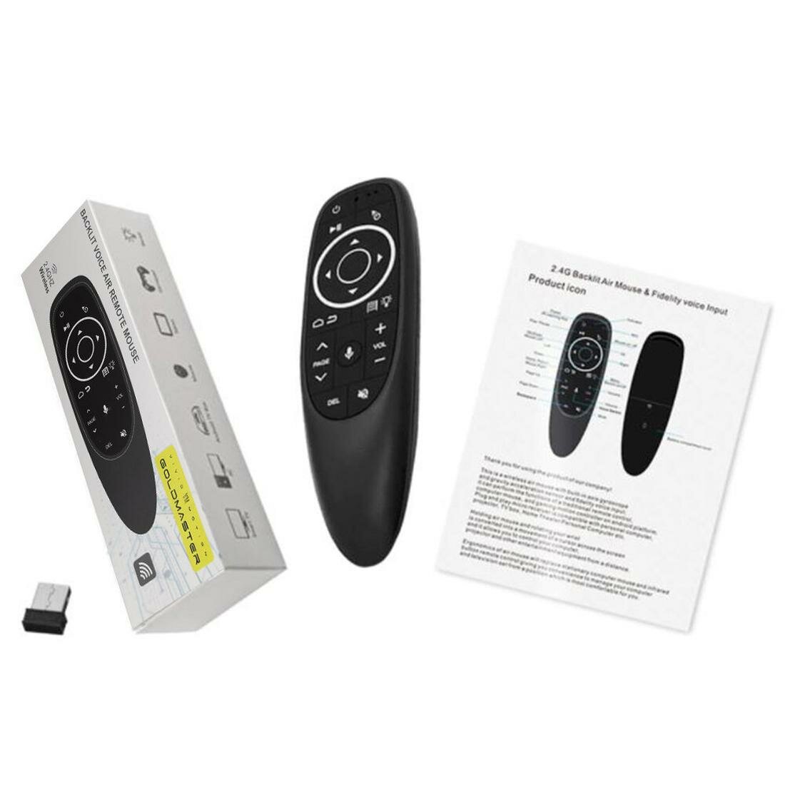 Беспроводная аэромышь GoldMaster с подсветкой и гироскопический пульт Air Mouse G10 PRO 2.4GHz с голосовым поиском, пульт для ТВ, RUS инструкция