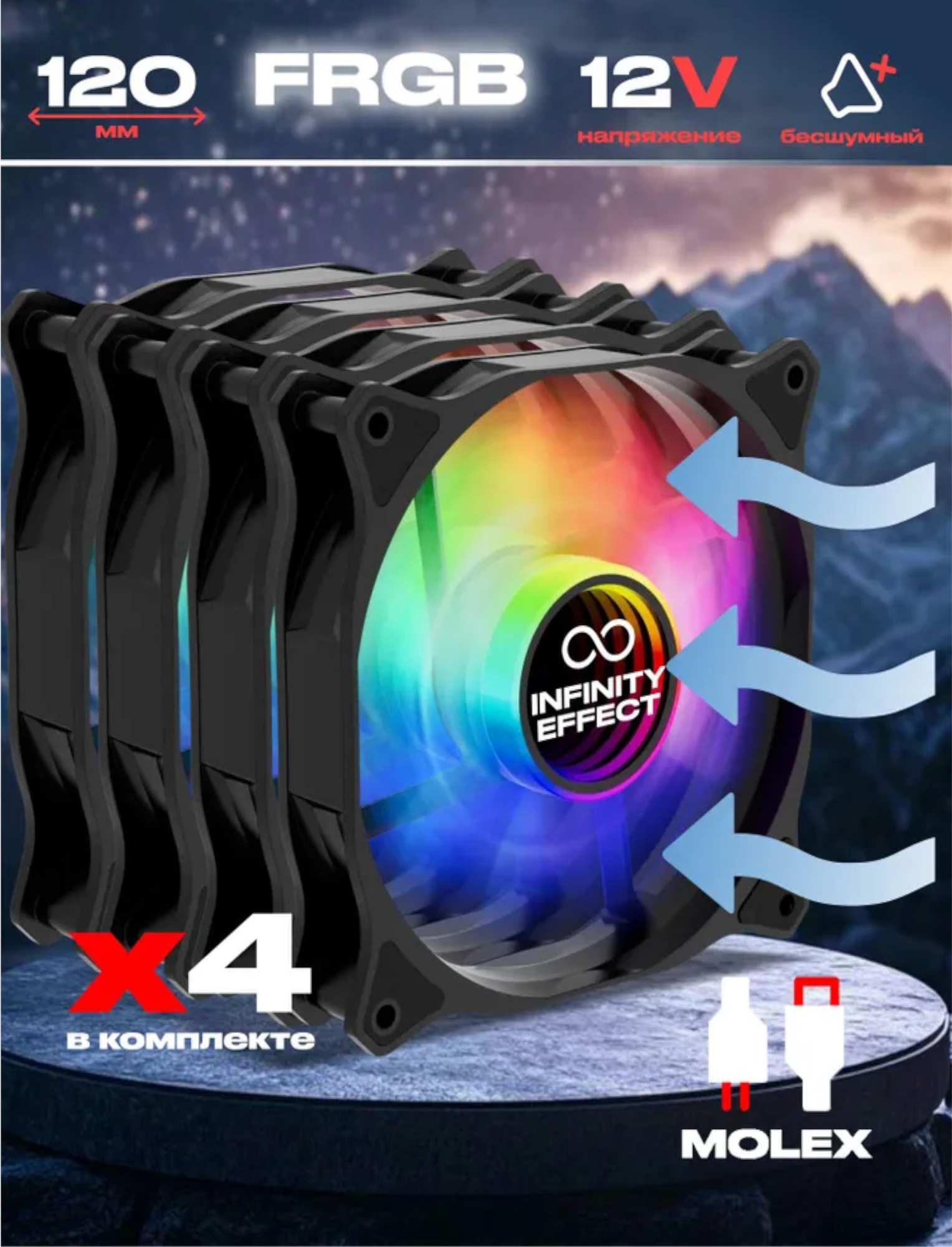 Комплект вентиляторов UPSIREN 1ron Pride Blade F1, 120 мм, FRGB, 4 шт