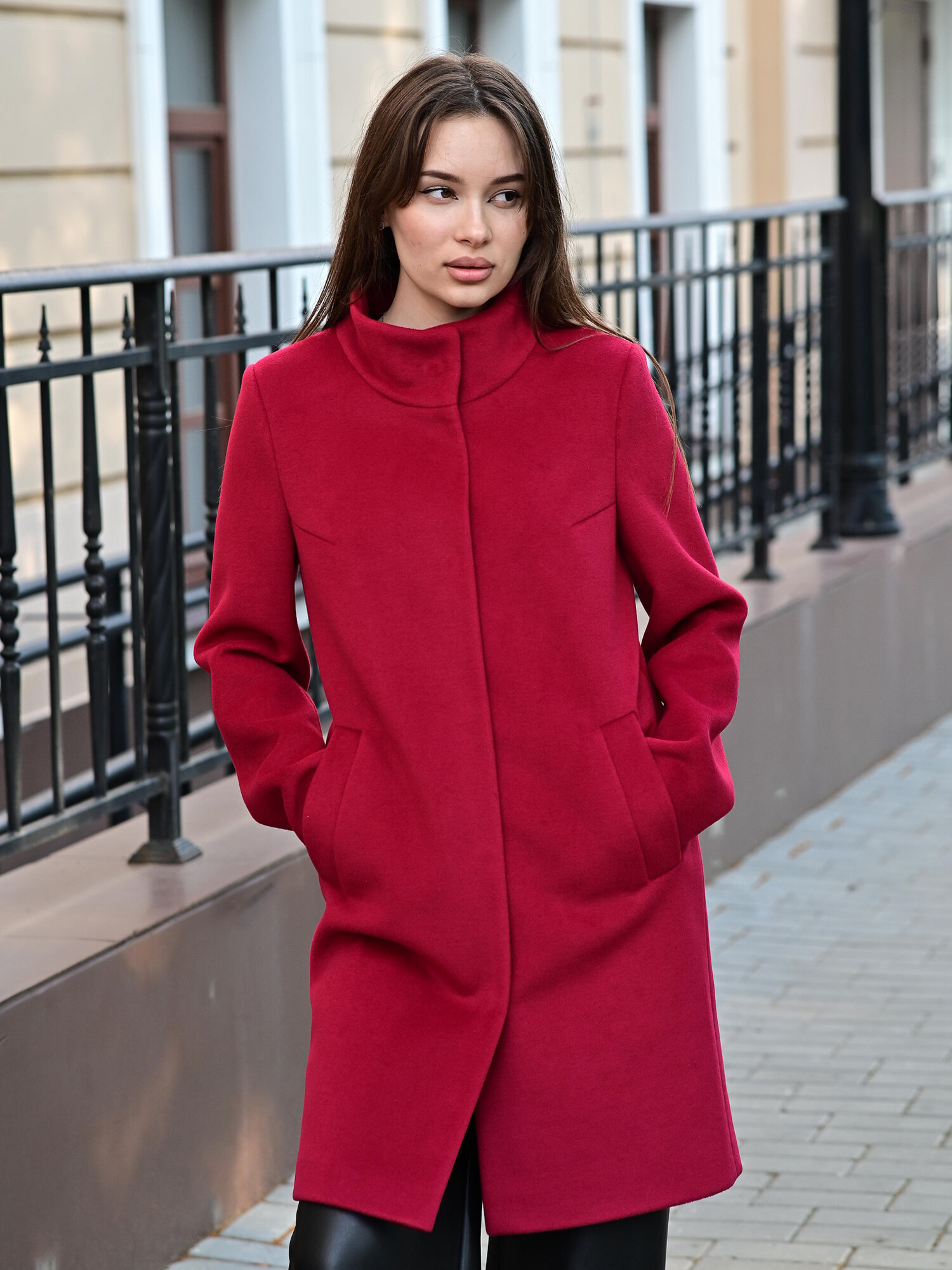 Пальто CORESSI, размер 52, бордовый