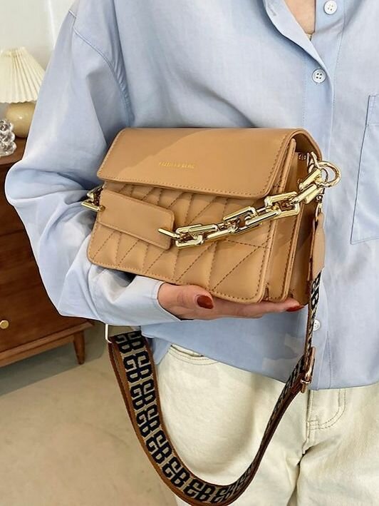 Сумка кросс-боди  Crossbody FB, фактура гладкая, стеганая, рельефная, тиснение, бежевый