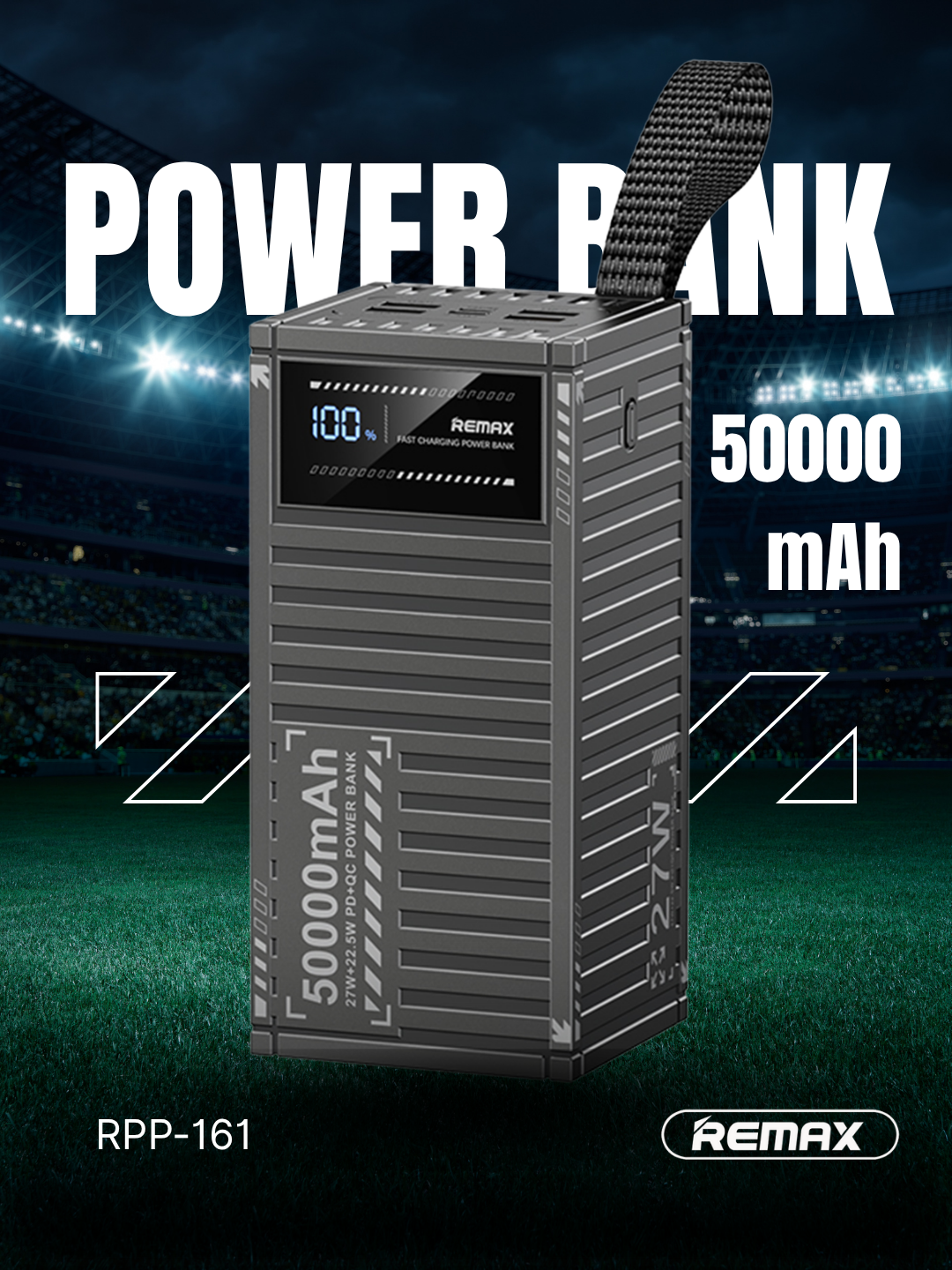 Внешний аккумулятор REMAX RPP-161 Power Bank 22.5W быстрая зарядка, 50000 mA/h, Type-C, USB, Micro USB