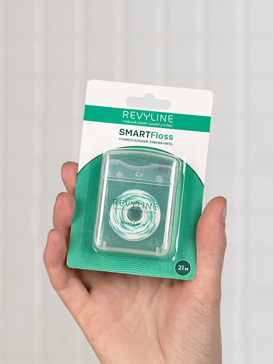 Изображение Зубная нить Revyline SmartFloss, 21 м, нейлон, невощеная, без запаха, для зубов, брекетов и протезов, флосс