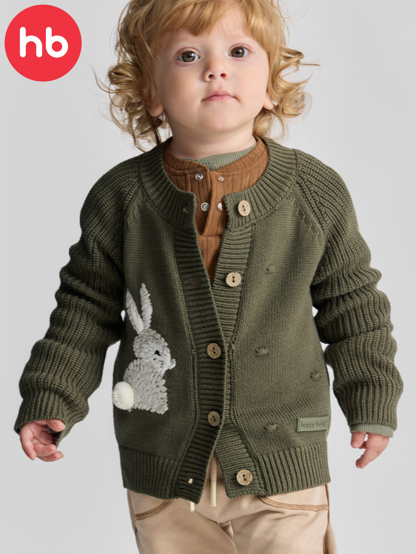 Кардиган Happy Baby вязаный размер 68-74 темно-зеленый