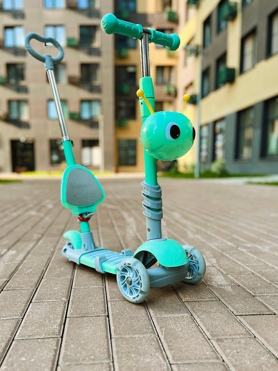 Трехколесный самокат-трансформер CITYRIDE 3в1, беговел, самокат с родительской ручкой, CR-S6-01GN — фото 1