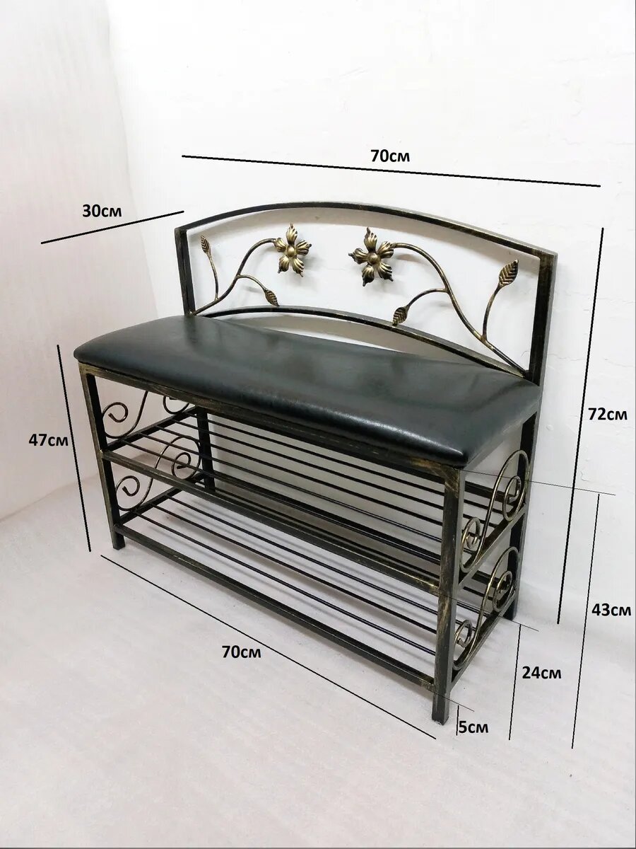 Кованая банкетка №04, Студия кованой мебели Нива, цвет коричневый — фото 1