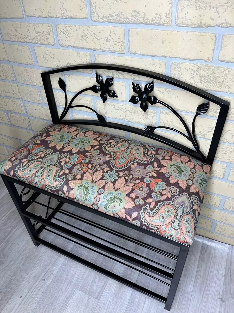 Кованая банкетка №04, Студия кованой мебели Нива, цвет красновато-бордовый — фото 1