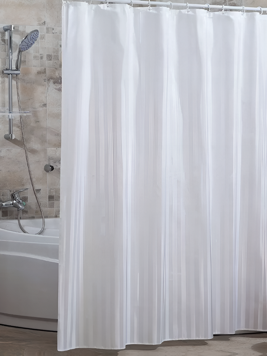 Штора тканевая для ванной 180х180 FASHUN A8601 с кольцами в комплекте белый