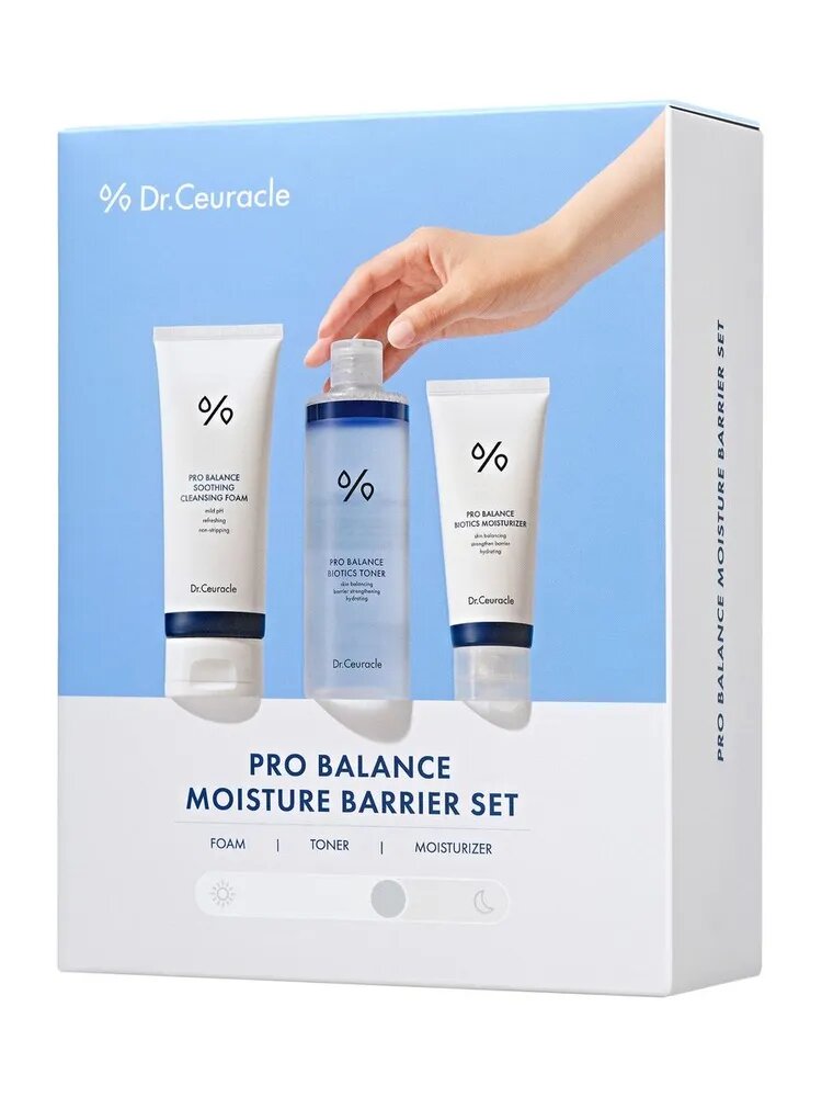 Набор с пробиотиками DR.CEURACLE "Pro Balance Moisture", пенка, тонер, крем