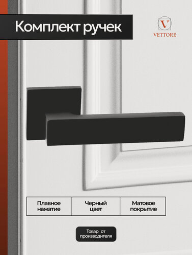 Изображение товара Ручка дверная межкомнатная на тонком основании в цвете черный матовый