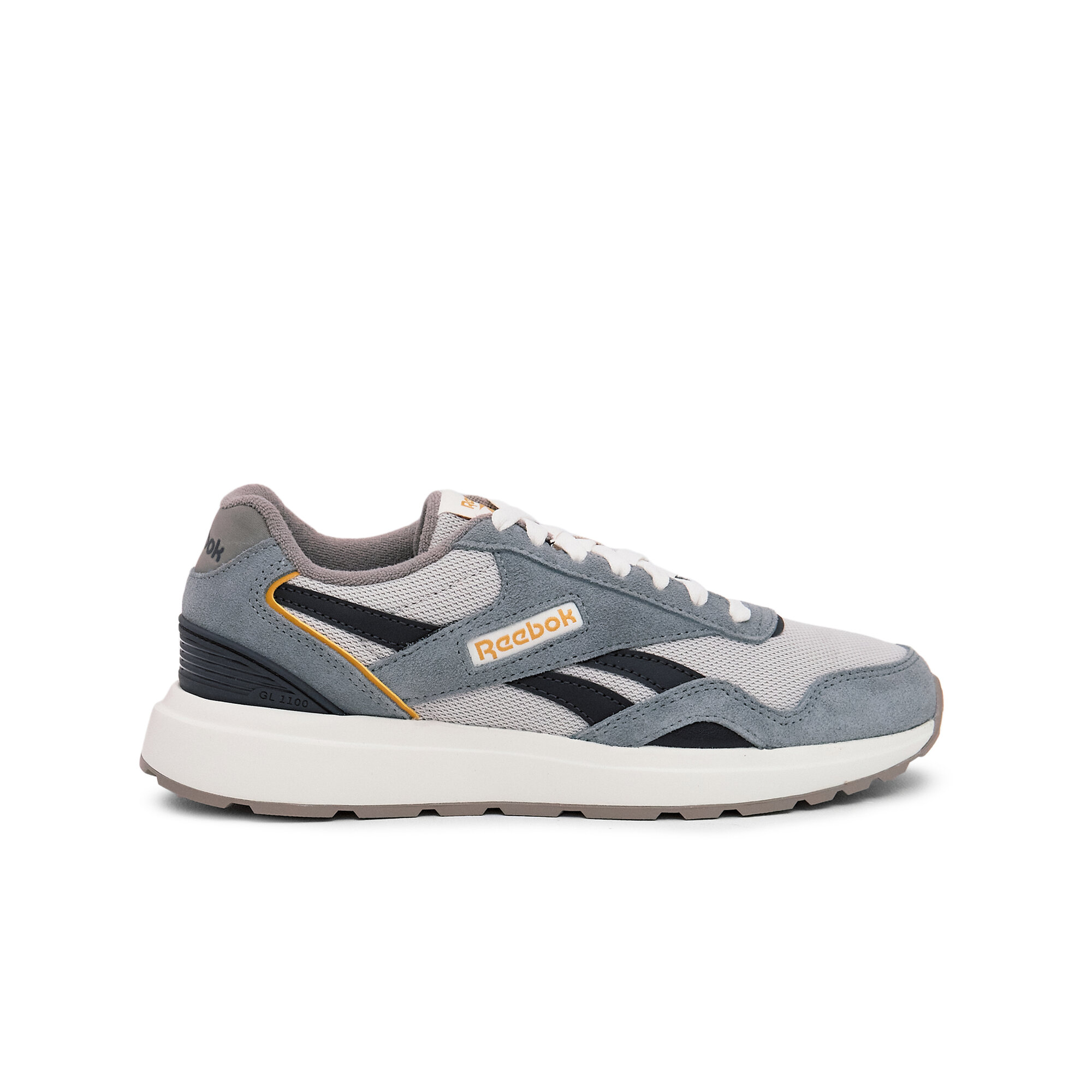 Кроссовки Reebok GL 1100, размер 10 US, серый/черный/желтый — фото 1