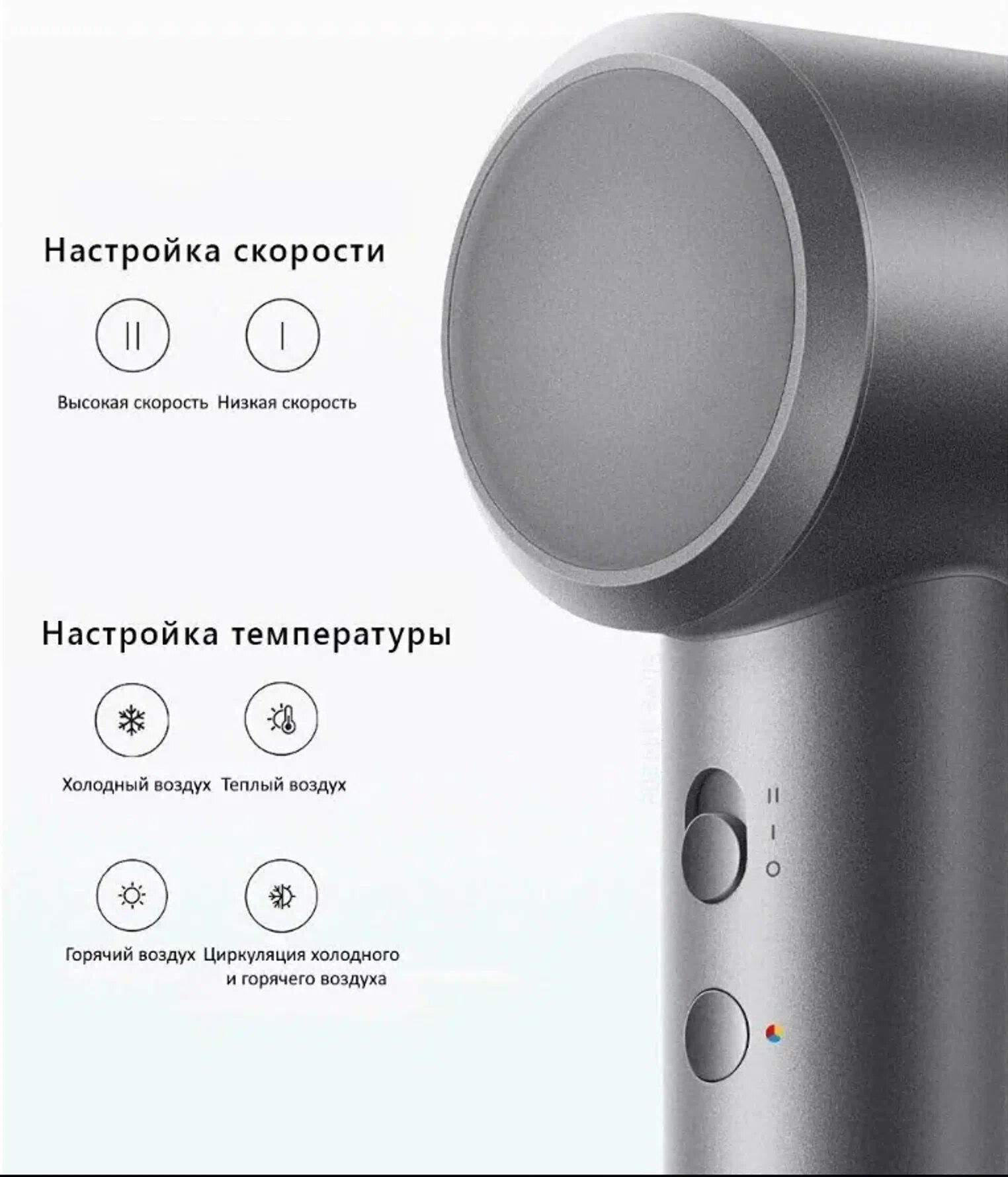 Изображение Фен Xiaomi Mijia H501, Gentle Little Hurricane, 1600 Вт, серый